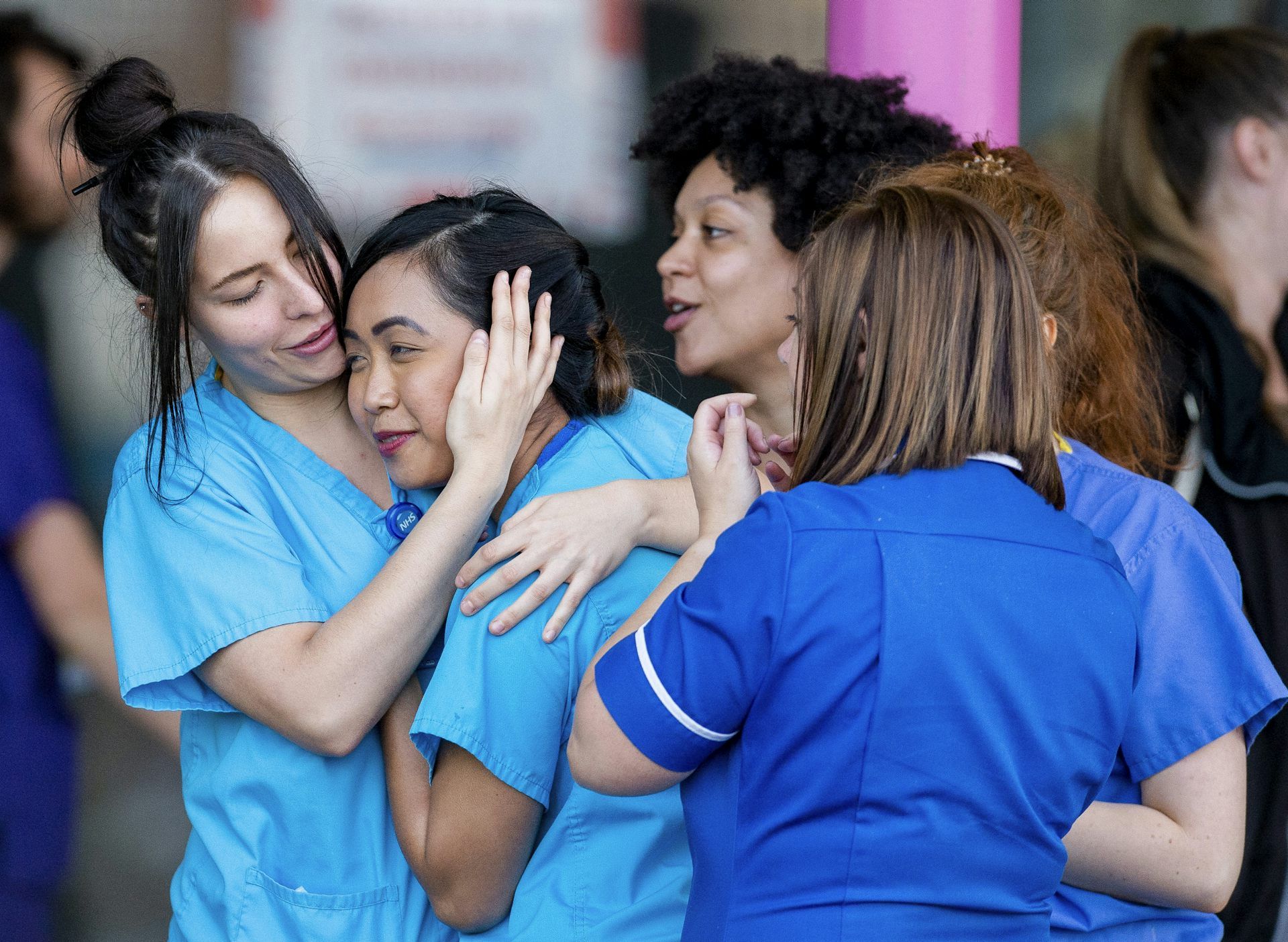 NHS nurses supporting each other