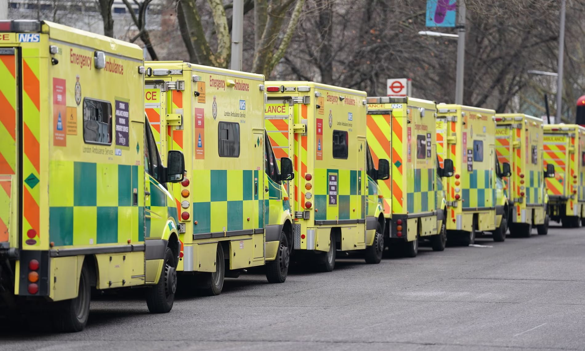 Ambulances queueing outside a hospital